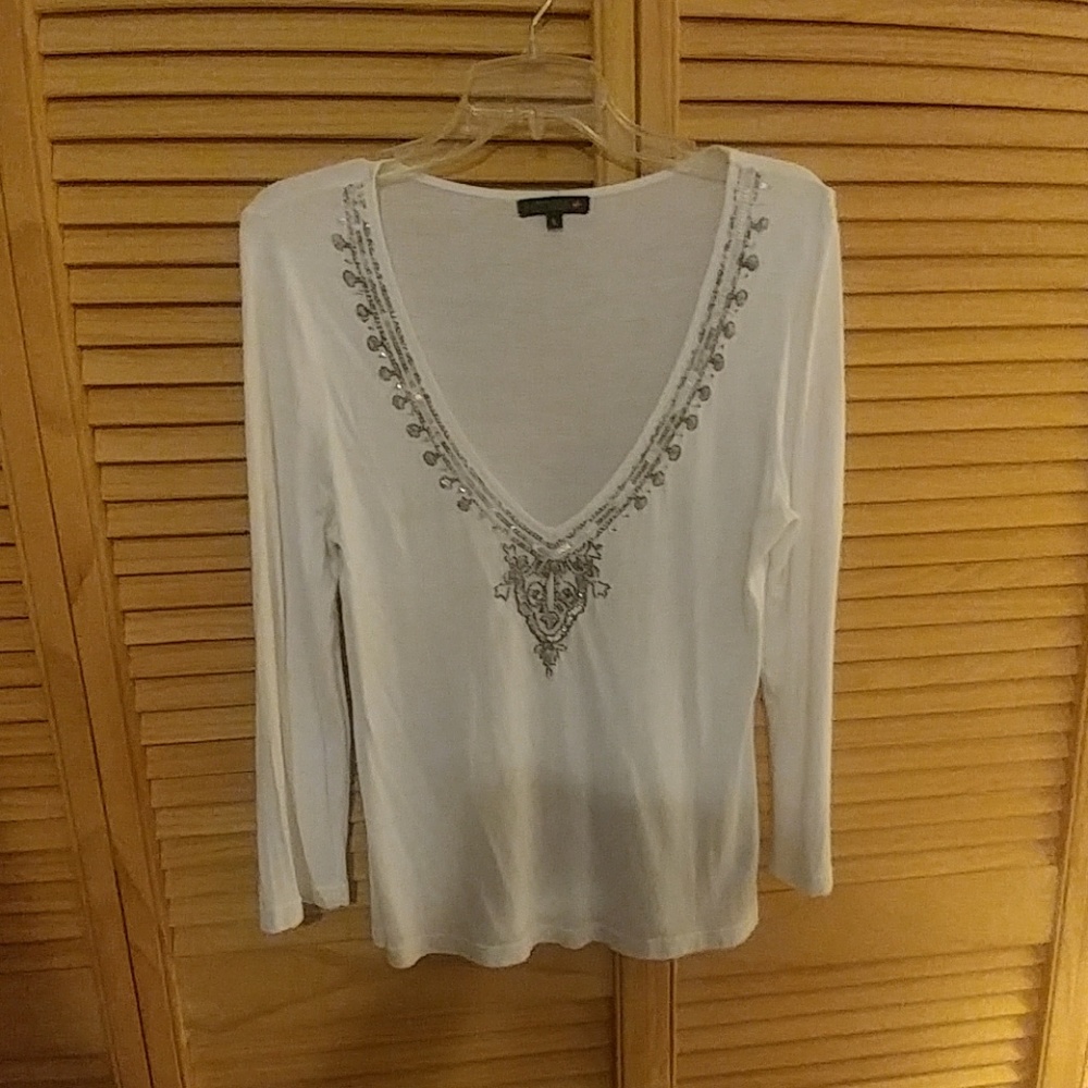 Petite embellished knit top